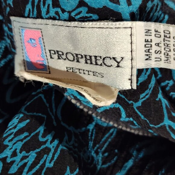 Prophecy Petites Vintage Blouse and Pant Set Blue and Black Women's Size 4 - Picture 10 of 11